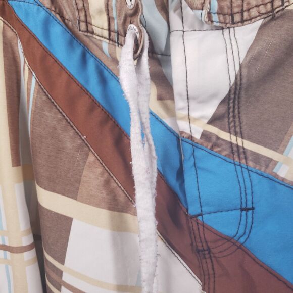 RON JON Board Shorts Mens 36 Unlined Swim Trunks Brown Blue - Picture 3 of 11